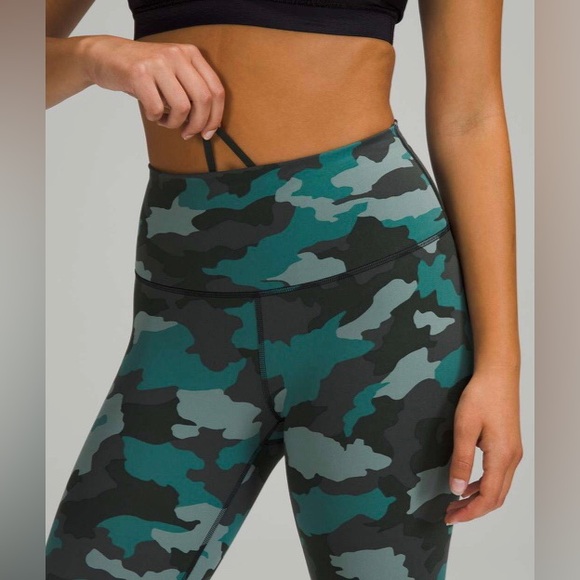 Lululemon Wunder Train High-Rise 28” Heritage 365 Camo Tidewater Teal Multi - Picture 4 of 5